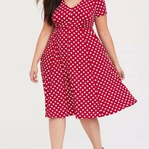 Torrid Red V-Neck Flutter Sleeve Midi Dress Size 3 or 20-22